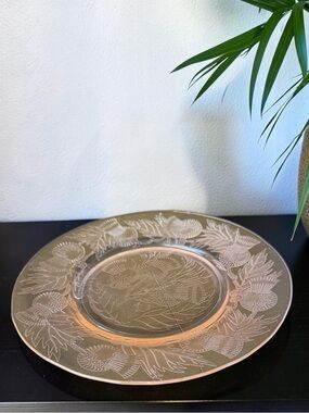 Vintage Macbeth-Evans Thistle Pink Depression Glass 8” Luncheon Plate Raised